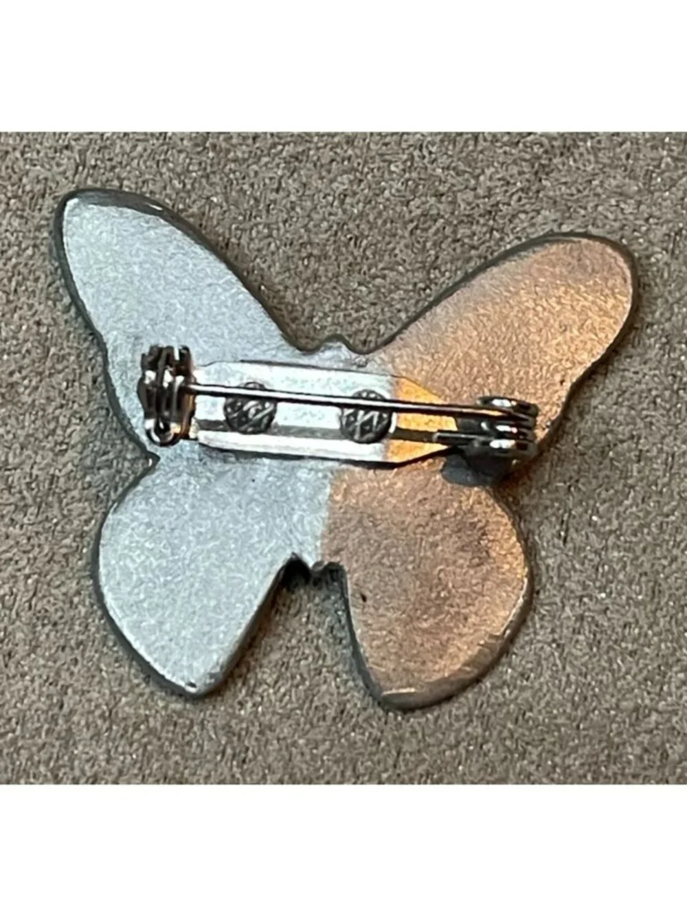 Vtg Pewter Butterfly Pin Brooch Textured Dotted Wing Boho Insect Gift